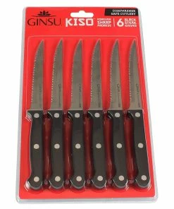 TVTimeDirect Houseware Ginsu Kiso- 6 Piece Steak Knife Set - Black