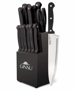 TVTimeDirect Kitchen Kiso 14-Piece Dishwasher Safe Black Block Knife Set