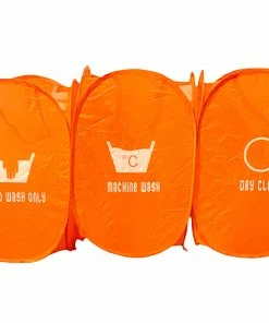 TVTimeDirect Bed & Bath Popup Laundry Hamper Sorter Set Of 3 With 2 Wash Bags