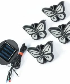 TVTimeDirect Ideaworks Solar LED Butterfly Lights - Decorative Gardening 4 Piece Set
