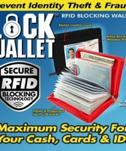TVTimeDirect Lock Wallet - RFID Blocking Wallet For Men And Women - Protection From Identity Theft (Red) Clothing & Accessories