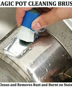 TVTimeDirect Houseware MAGIC POT CLEANING BRUSH- Rust Remover And Burnt On Stains- Set Of 2