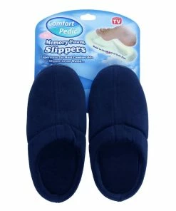 TVTimeDirect Memory Foam Slippers Medium- NAVY BLUE (fits M 7.5 - 8.5 W 9-10)
