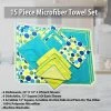 TVTimeDirect 15 Piece Microfiber Towel Set Home Kitchen Collection Quick Absorbent And Fast Dry