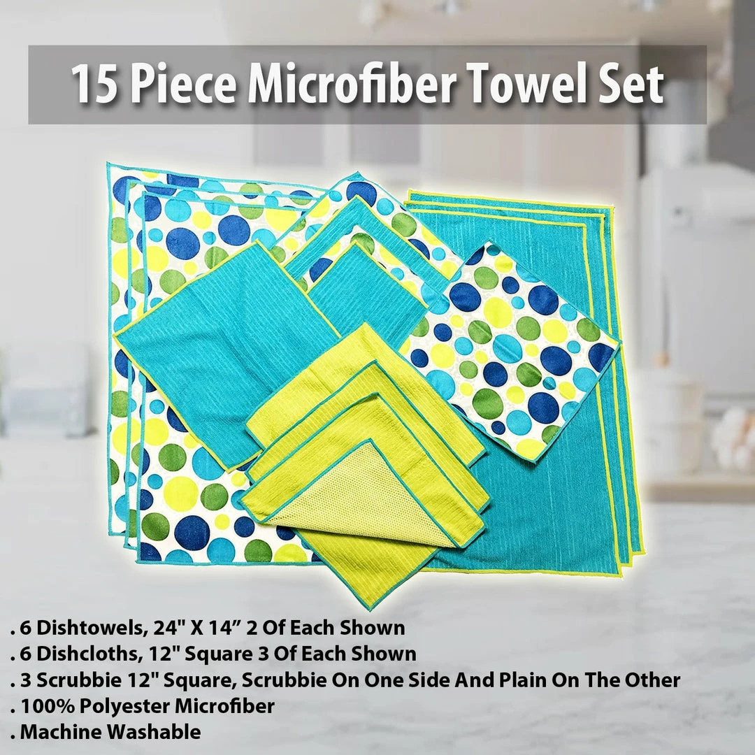 TVTimeDirect 15 Piece Microfiber Towel Set Home Kitchen Collection Quick Absorbent And Fast Dry 3 TVTimeDirect 15 Piece Microfiber Towel Set Home Kitchen Collection Quick Absorbent And Fast Dry