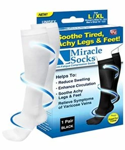 TVTimeDirect Miracle Socks Anti-fatigue Compression Socks- White- Small/Medium Clothing & Accessories