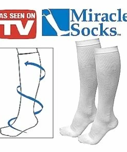 TVTimeDirect Miracle Socks Anti-fatigue Compression Socks- White- Small/Medium Clothing & Accessories
