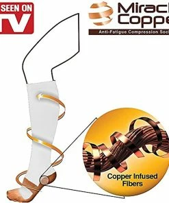 TVTimeDirect Miracle Copper Compression Socks , White (Large/Extra Large) Clothing & Accessories