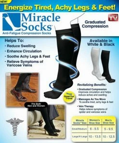 TVTimeDirect Clothing & Accessories Miracle Socks Antifatigue Compression Socks- White (Large/ XLarge)