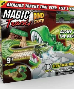 TVTimeDirect As Seen On Tv Ontel Magic Tracks Dino Chomp Glow In The Dark Racetrack Set Toys & Games