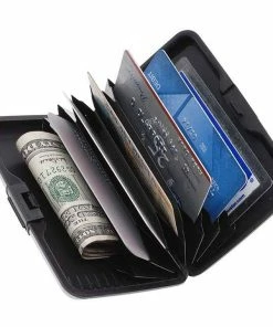 TVTimeDirect Aluminum Hard Shell Credit Card Case Wallet RFID Blocking - Black