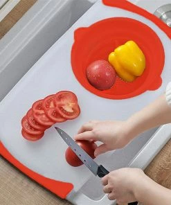 TVTimeDirect Kitchen Over The Sink Cutting Board With Strainer 15 TVTimeDirect Kitchen Over The Sink Cutting Board With Strainer