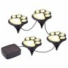 TVTimeDirect Set Of 4 LED Paw Print Solar Power Outdoor Garden Lights Houseware