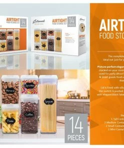TVTimeDirect Airtight Food Storage Set (7 Containers, 7 Lids) Kitchen