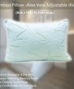 TVTimeDirect Bamboo Pillow -Aloe Vera Adjustable (King) - 36 In. X 19 In.