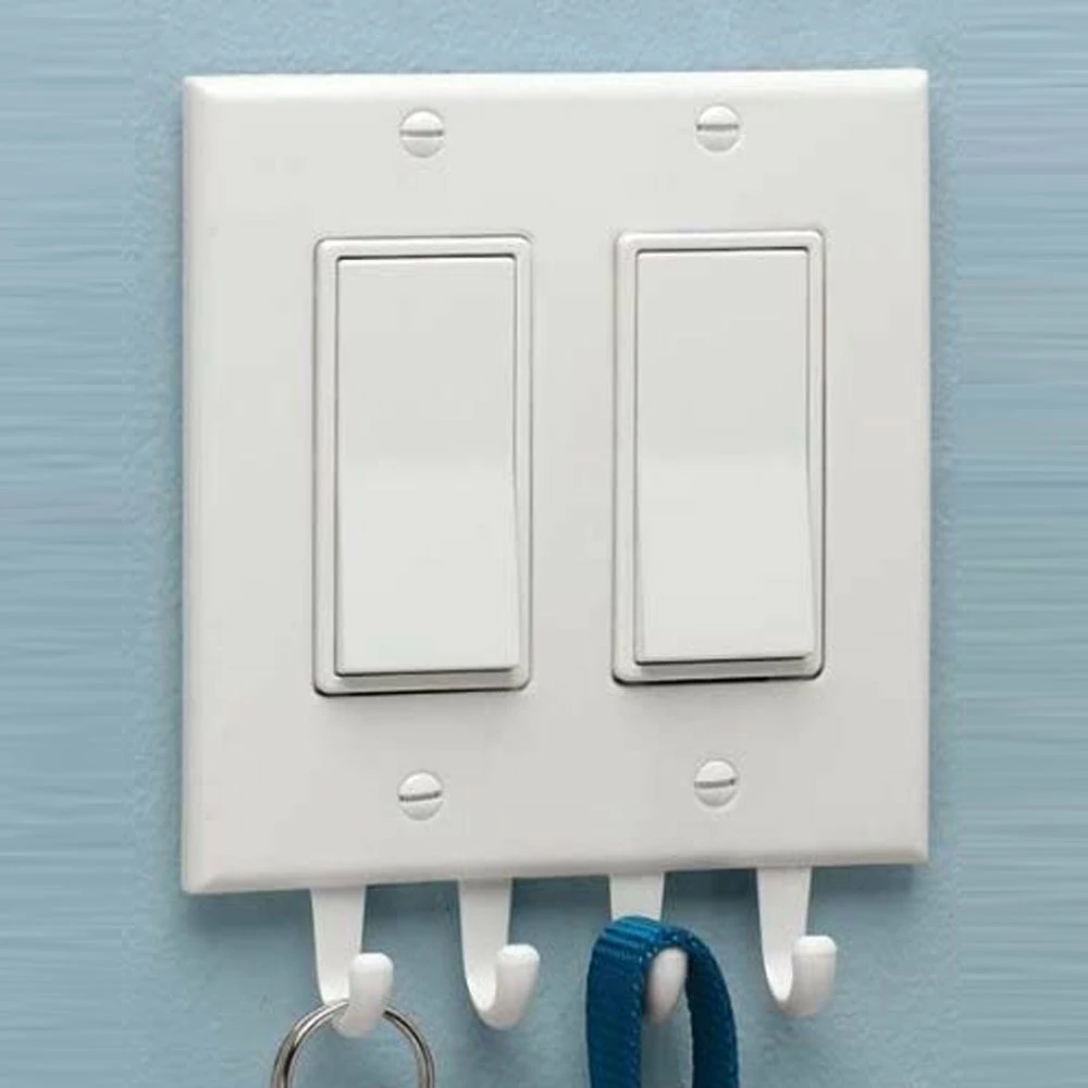 TVTimeDirect Kitchen Plate HookR Double Wall Switch Plate - 4 Hooks 4 TVTimeDirect Kitchen Plate HookR Double Wall Switch Plate - 4 Hooks