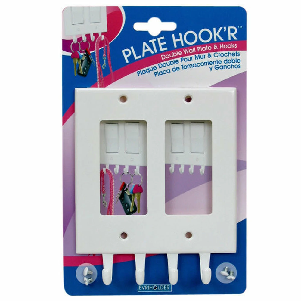 TVTimeDirect Kitchen Plate HookR Double Wall Switch Plate - 4 Hooks 5 TVTimeDirect Kitchen Plate HookR Double Wall Switch Plate - 4 Hooks