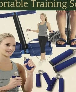 TVTimeDirect Sporting Goods Portable Training Set ( Hand Grips, Jump Rope And Spring Action-Rower)