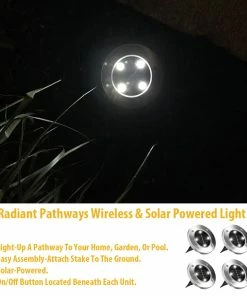 TVTimeDirect Radiant Pathways Wireless & Solar Powered Light Up Pathways Set Of 4