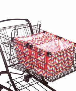 TVTimeDirect Sachi Shop Pack Go Market Totes Grocery Bag 5 Pce Set Red Chev