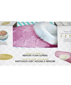 TVTimeDirect Serenity Women's Cable Knit Memory Foam Slippers-Light Pink- Large
