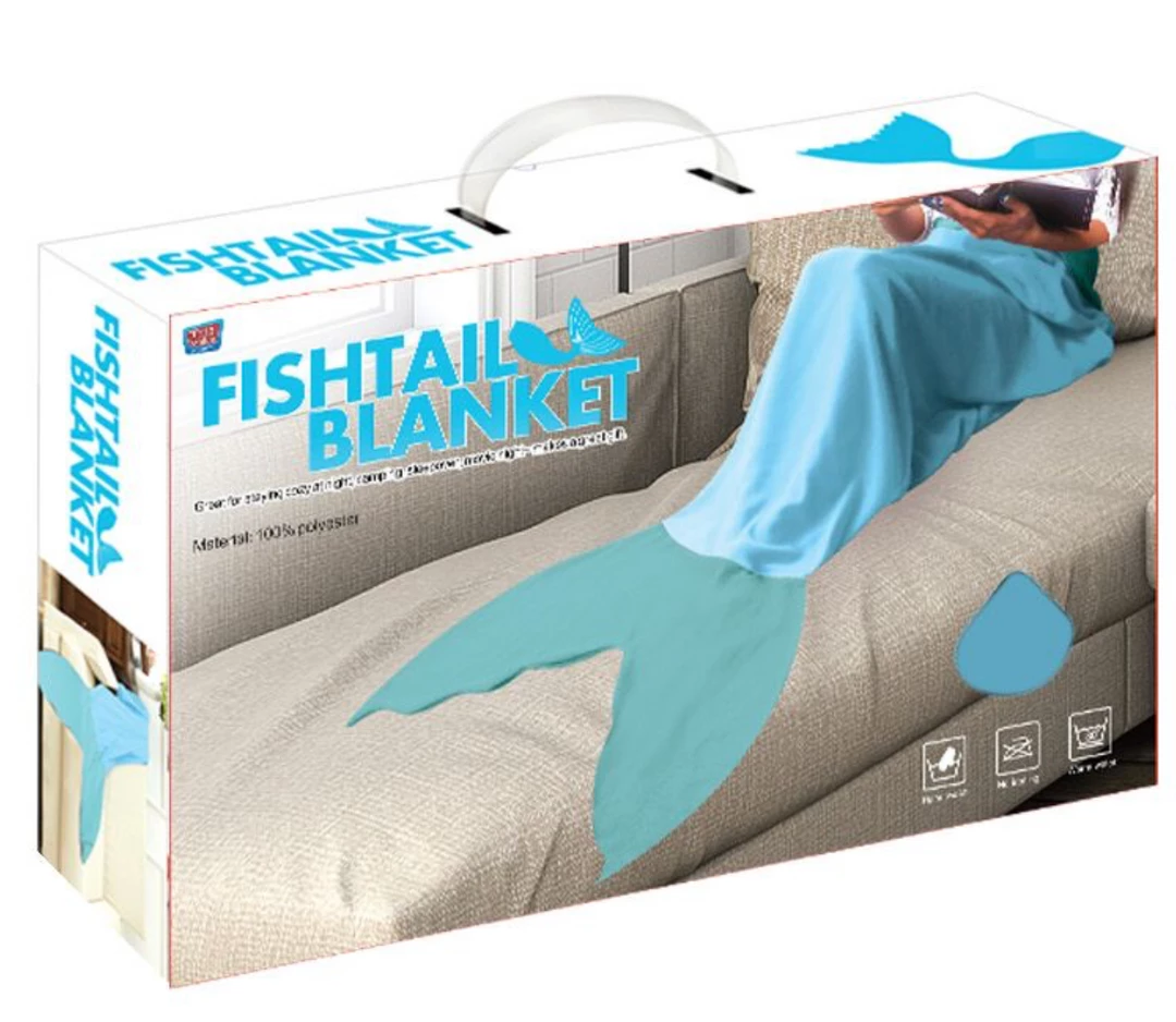 TVTimeDirect Bed & Bath Fishtail Blanket- (AQUA W/SEAGREEN FIN) 3 TVTimeDirect Bed & Bath Fishtail Blanket- (AQUA W/SEAGREEN FIN)