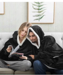TVTimeDirect COZY HOODIE Ultra Plush Wearable Blanket Hoodie - Black