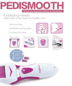 TVTimeDirect PEDISMOOTH Personal Electric Foot Callus Remover - Pink
