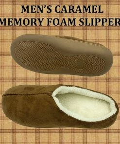 TVTimeDirect Serenis Men's Memory Foam Slippers, Taupe- Large