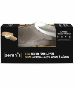 TVTimeDirect Serenis Men's Memory Foam Slippers, Taupe- Large