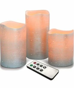 TVTimeDirect Silver Led Flameless Candle Set Perfect Flickering Warm White