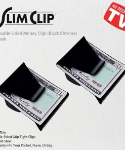 TVTimeDirect Clothing & Accessories Slim Clip - Double Sided Money Clip! (Black Chrome) Two Pack