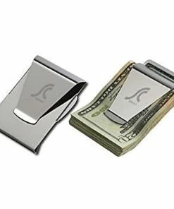 TVTimeDirect Slim Clip Double Sided Money Clip Wallet (Black Chrome)