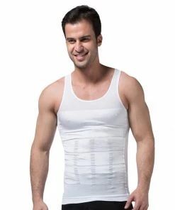 TVTimeDirect Men's Instant Slimming Undershirt - White- Medium Sporting Goods