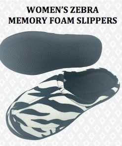 TVTimeDirect Serenity Women's Cable Knit Memory Foam Slippers- Zebra- Large