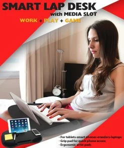 TVTimeDirect Smart Lap Desk With Media Slot (Pink)