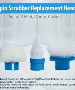 TVTimeDirect Houseware Spin Scrubber Replacement Heads- Set Of 3 (Flat, Dome, Corner)