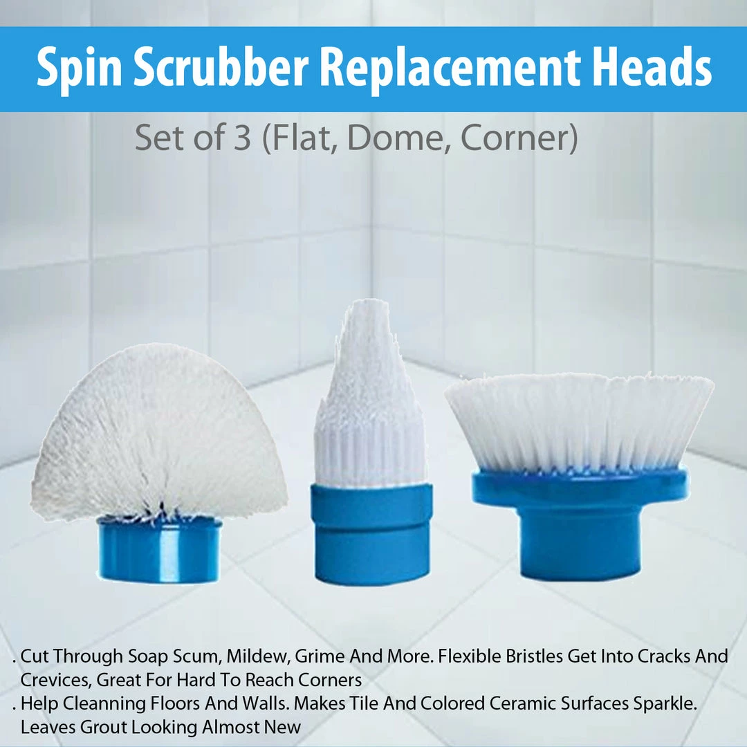 TVTimeDirect Houseware Spin Scrubber Replacement Heads- Set Of 3 (Flat, Dome, Corner) 3 TVTimeDirect Houseware Spin Scrubber Replacement Heads- Set Of 3 (Flat, Dome, Corner)