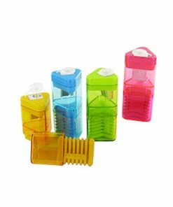 TVTimeDirect Correc-Tri Metal Triangular Sharpener And Eraser, Colors Vary School And Office Supplies