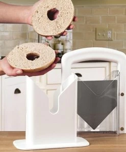 TVTimeDirect Amazing Bagel Slicer With Safety Slicing Guide - White