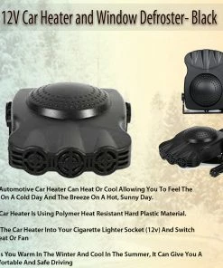 TVTimeDirect 12V Car Heater And Window Defroster- Black Automotive