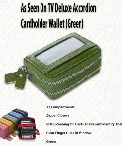 TVTimeDirect As Seen On TV Deluxe Accordion Cardholder Wallet(Green) Clothing & Accessories