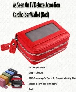 TVTimeDirect Clothing & Accessories As Seen On TV Deluxe Accordion Cardholder Wallet (Red)