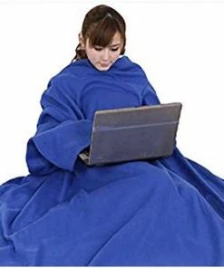 TVTimeDirect Warmie- Cozy Blanket With Sleeves (Blue) Bed & Bath