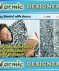 TVTimeDirect Warmie Designer Cozy Blanket With Sleeves (Zebra) Bed & Bath