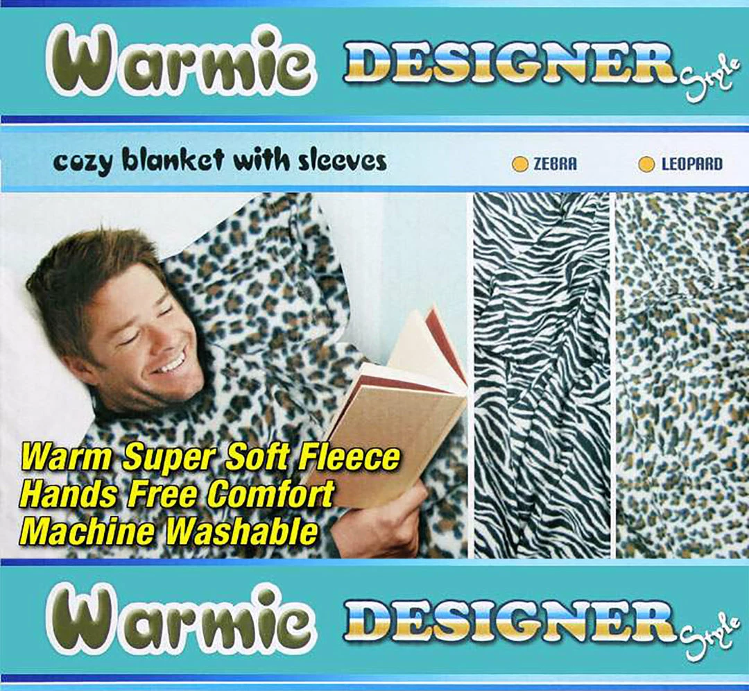 TVTimeDirect Warmie Designer Cozy Blanket With Sleeves (Zebra) Bed & Bath 3 TVTimeDirect Warmie Designer Cozy Blanket With Sleeves (Zebra) Bed & Bath
