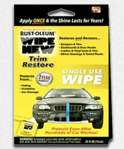 TVTimeDirect Wipe New Trim Restorer Single Use Wipe Car Interior And Exterior 0.34 Fl.oz - Pack Of 2 Automotive