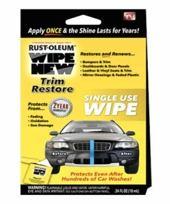 TVTimeDirect Wipe New Trim Restorer Single Use Wipe Car Interior And Exterior 0.34 Fl.oz - Pack Of 2 Automotive