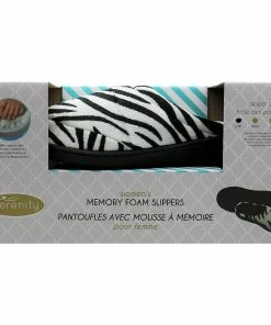 TVTimeDirect Serenity Women's Cable Knit Memory Foam Slippers- Zebra- Large