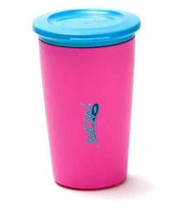 TVTimeDirect Wow Cup For Kids Original 360 Sippy Cup, Pink With Blue Lid, 9 Oz TWO PACK